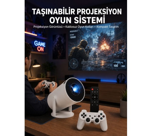 Oyun Konsolu Uyumlu Kablosuz Projeksiyon Cihazı Ev Sinema Deneyimi Yeni Nesil