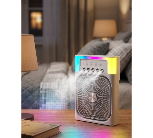 Su Püskürtmeli Mini Klima Fan USB Şarjlı Masaüstü Soğutucu RGB Işıklı