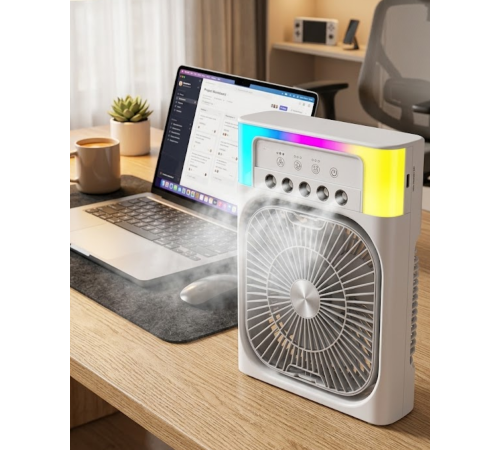 Su Püskürtmeli Mini Klima Fan USB Şarjlı Masaüstü Soğutucu RGB Işıklı