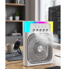 Su Püskürtmeli Mini Klima Fan USB Şarjlı Masaüstü Soğutucu RGB Işıklı