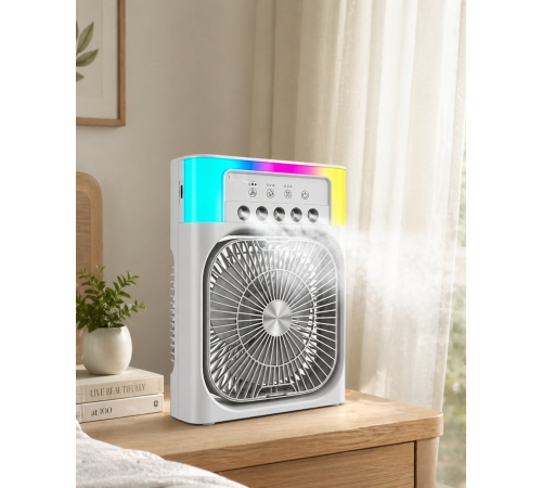 Su Püskürtmeli Mini Klima Fan USB Şarjlı Masaüstü Soğutucu RGB Işıklı