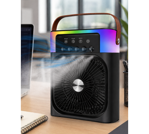 Mini Klima Fan Buharlı Soğutucu RGB Led Işıklı Taşınabilir Masaüstü Fan