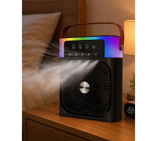 Taşınabilir Sprey Fan RGB Işıklı Mini Klima Soğutucu Nemlendirici USB Şarjlı