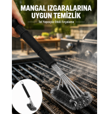 Uzun Saplı Izgara Temizleme Fırçası Çelik Telli Yeni Nesil