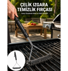 Uzun Saplı Paslanmaz Çelik Izgara Temizlik Fırçası Yeni Nesil