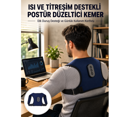 Postür Düzeltici Masaj Kemeri Titreşim Isıtma ve Destek Sistemi Yeni Nesil