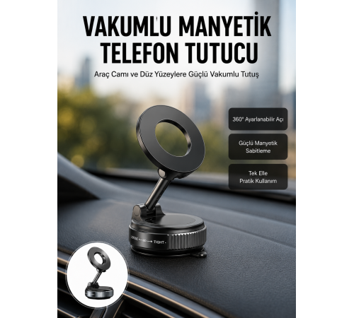 360 Derece Ayarlanabilir Manyetik Araç Telefon Standı Yeni Nesil