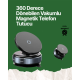 Güçlü Manyetik Tutuşlu 360° Döner Araç Telefon Tutucu – Vakumlu Montajlı