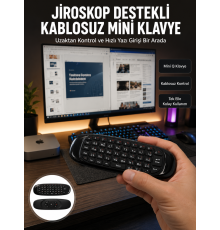 Kablosuz Hava Fareli Mini Klavye Jiroskop Destekli Uzaktan Kumanda Yeni Nesil