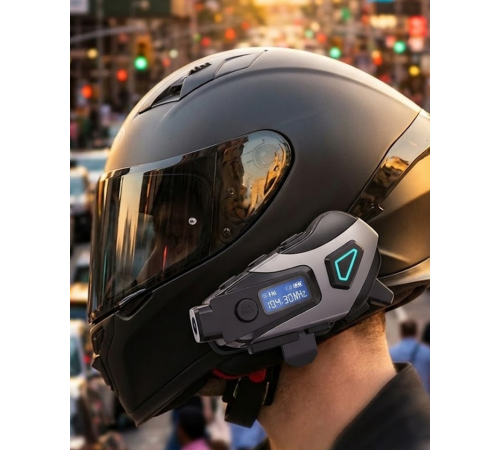Kask İçi Kablosuz Kulaklık Kamera Fonksiyonlu IPX8 Su Geçirmez ve LED Ekranlı