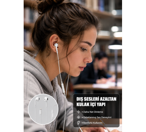Ergonomik Tasarımlı Stereo Ses Performanslı Kablolu Kulaklık Yeni Nesil