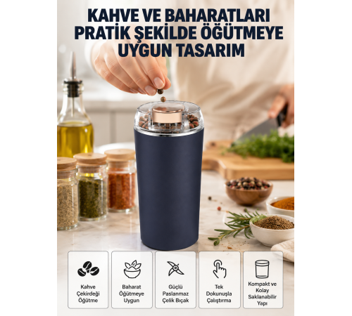 Yeni Nesil Kahve ve Baharat Öğütücü Paslanmaz Çelik Kahve Değirmeni
