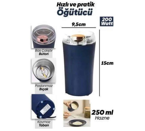 Dayanıklı Paslanmaz Çelik Kolay Kullanım Kahve Ve Baharat Öğütücü