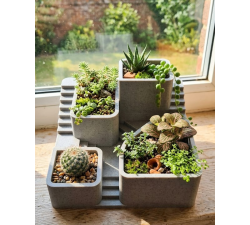 3D Baskı Kaktüs Saksı Seti Çok Bölmeli Modern Dekoratif Masaüstü Bitki Düzenleyici