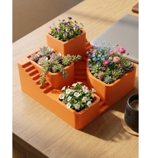 3D Baskı Çoklu Kaktüs ve Sukulent Saksı Seti Şık Tasarım Dekoratif Bitki Düzenleyici