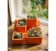 3D Kaktüs Saksı Seti Çok Bölmeli Modern Dekoratif Masaüstü Bitki Standı