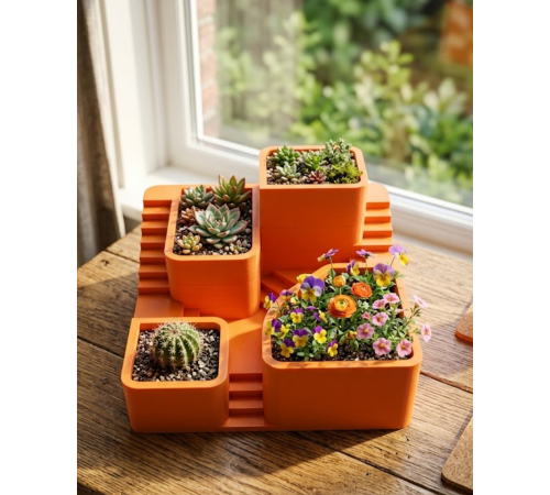 3D Kaktüs Saksı Seti Çok Bölmeli Modern Dekoratif Masaüstü Bitki Standı