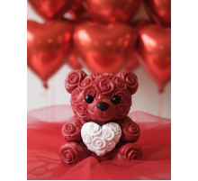 3D Baskı Kalpli Ayıcık 10cm Romantik Masaüstü Dekor