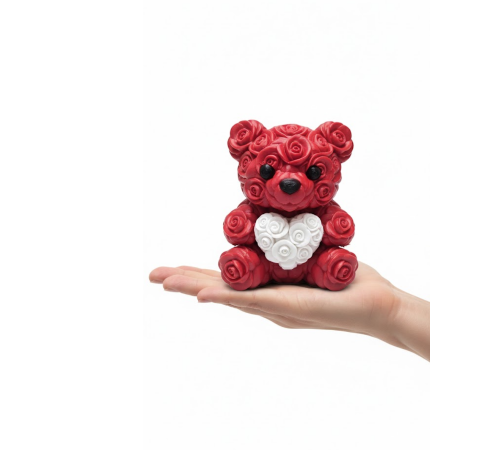 10 cm 3D Kalp Tutan Ayıcık Dekoratif Sevgililer Günü Hediyesi