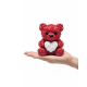 3D Gül Tasarımlı Kalp Ayıcık 10cm Şık Dekoratif Biblo