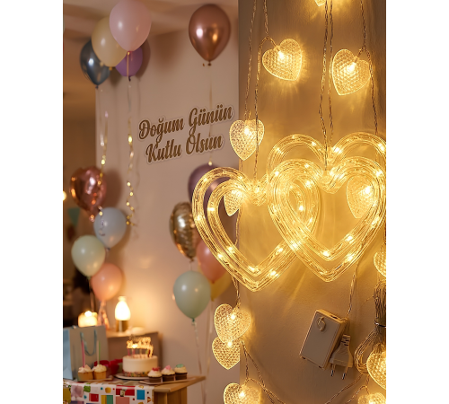 Romantik Kalp LED Işık Neon Görünümlü Dekoratif Oda Lambası