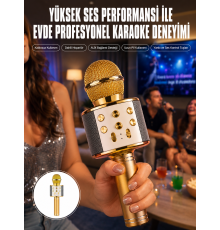 Karaoke Mikrofon Dahili Hoparlörlü Sd-usb-aux Girişli Bluetooth Hoparlör