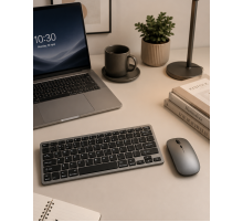 Bluetooth ve 2.4G Destekli Kablosuz Klavye Mouse Seti Şarj Edilebilir