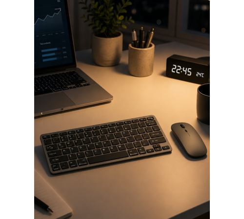 Kablosuz Bluetooth Klavye Mouse Seti Şarjlı Tablet Laptop Uyumlu
