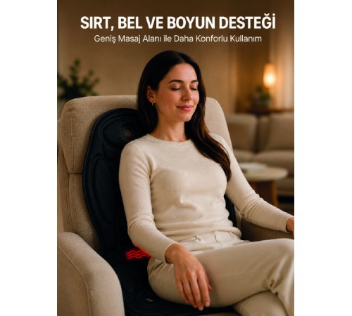 Ev Ofis Araç Uyumlu Isıtmalı Tam Vücut Masaj Minderi