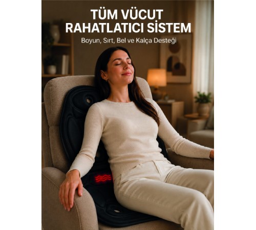 Titreşimli Isıtmalı Koltuk Tipi Masaj Minderi Ergonomik Tasarım