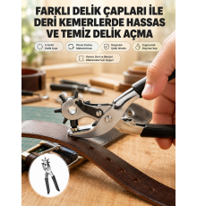 Deri Delme Pensesi 6 Uçlu Ayarlanabilir Kemer Delme Aleti Profesyonel Kullanım