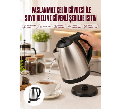 Çelik Su Isıtıcı Kettle Dayanıklı Paslanmaz Çelik Uzun Ömürlü