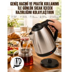 Kettle Su Isıtıcı C F Priz Uyumlu 220 - 240 V Paslanmaz Çelik Kablolu