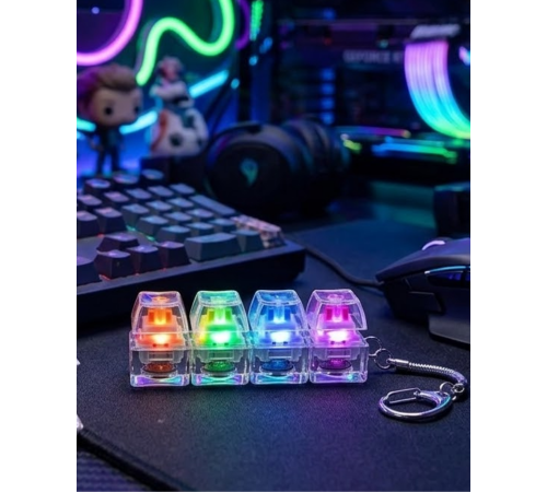Mekanik Klavye Anahtarlık Işıklı Stres Giderici Klik Tuş Oyuncağı Renkli Fidget