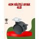 Kilitli 4 cm Tekerlek Ayak 4’lü Set Zemin Koruyucu