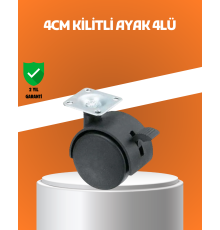Kilitli Mini Tekerlek Ayak 4 cm 4’lü Set