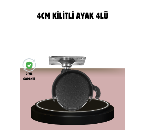 Kilitli 4 cm Tekerlek Ayak 4’lü Set Zemin Koruyucu