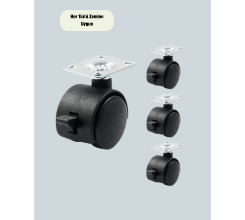 Kilitli Mini Tekerlek Ayak 4 cm 4’lü Set