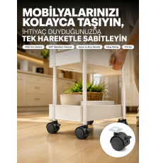 4’lü Kilitli Tekerlek Ayak 4 cm Sessiz ve Dayanıklı