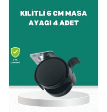 Zemin Korumalı Kilitli Ayak Tekerlek Seti 6 cm
