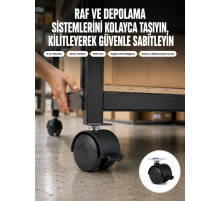 6 cm Kilitli Tekerlek Ayak 4 Adet Sehpa ve Ekipman Uyumlu