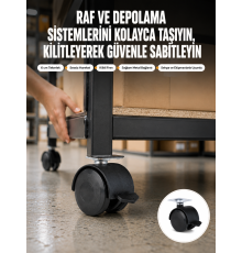 6 cm Kilitli Tekerlek Ayak 4 Adet Sehpa ve Ekipman Uyumlu
