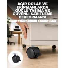 Kilitli Mobilya Tekerleği 6 cm 4’lü Kolay Kurulum
