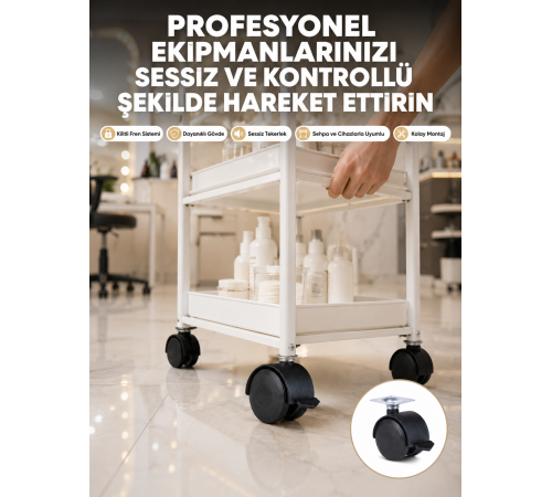 Zemin Korumalı Kilitli Ayak Tekerlek Seti 6 cm