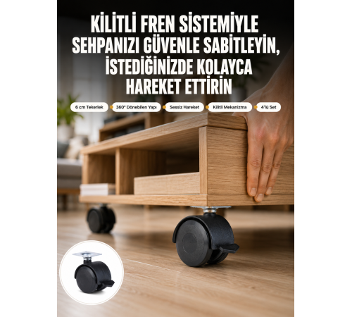 Sehpa ve Restoran Arabası İçin Kilitli Ayak 4’lü