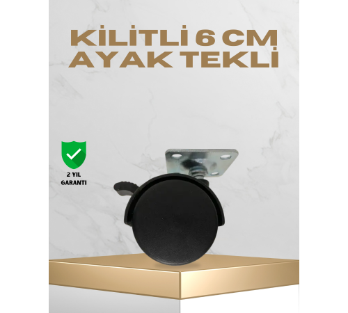 Kilitli 6 cm Masa Ayağı Tekli Döner Tekerlek