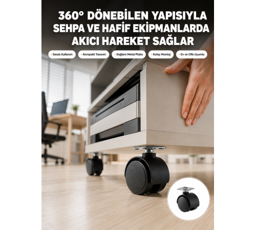 Sehpa ve Ekipmanlar İçin 4 cm Kilitsiz Ayak Tekli