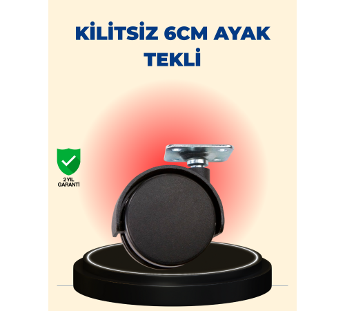 6 cm Kilitsiz Masa Ayağı Tekli Döner Tekerlek