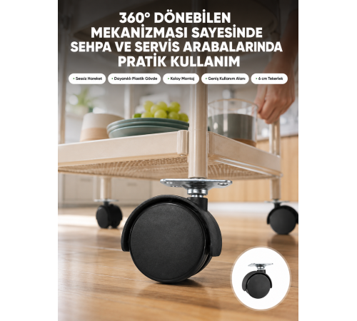 Mobilya Tekerleği 6 cm Kilitsiz Tekli Satış