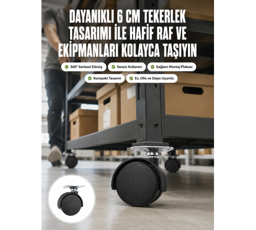 6 cm Döner Kilitsiz Ayak Tek Parça